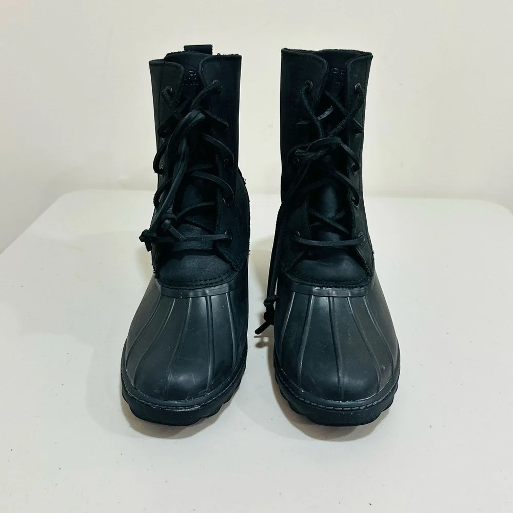 Women's Sperry Saltwater‎ Heel Duck Boots Black STS85478 Size 9Medium M Leather